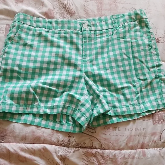 Merona Retro Style Green Gingham Shorts Size 16 - Picture 6 of 7